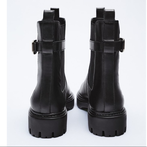 ZARA Leather Ankle Boots With Buckle New With Tag - Picture 8 of 14